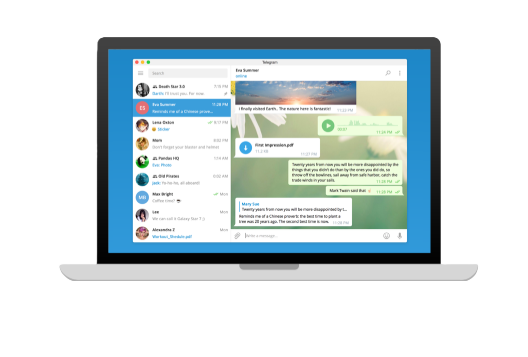 Telegram Desktop 電腦版介面示意圖